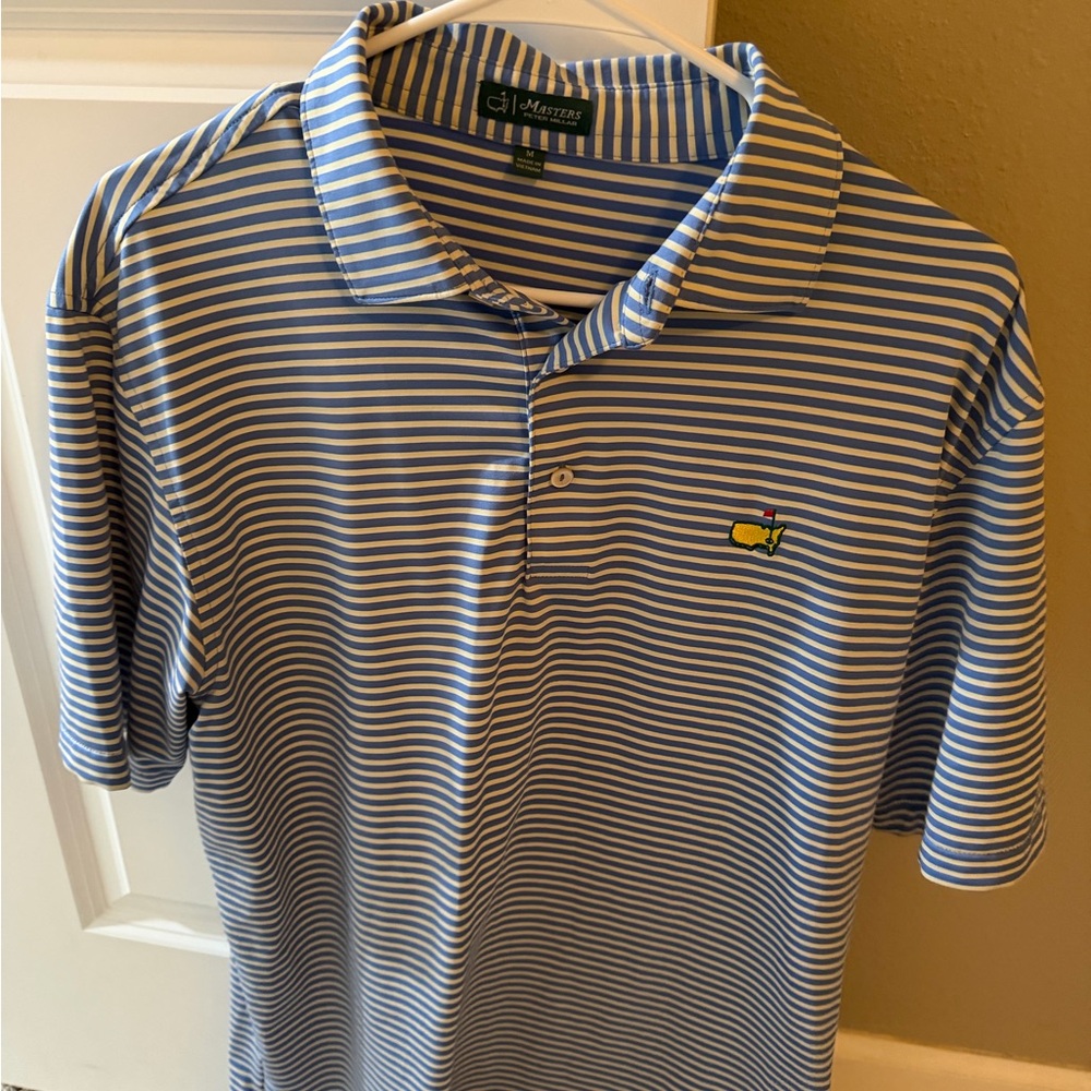 Peter Millar Masters Blue and White Striped Polo